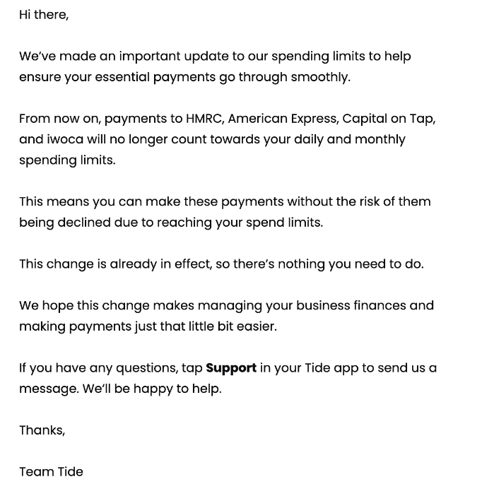 An example of dry email copy